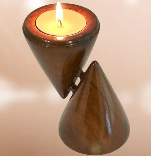 Two Cones-Shaped Candlestand - Artistic Wood Design